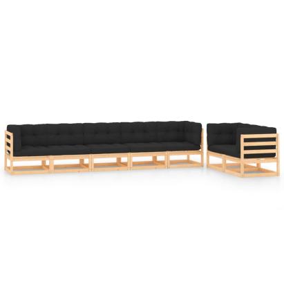 Set mobilier grădină cu perne antracit, 7 piese, lemn masiv pin GartenMobel Dekor