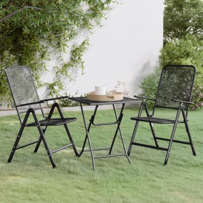 Set mobilier grădină 3 piese antracit plasă metalică expandată GartenMobel Dekor