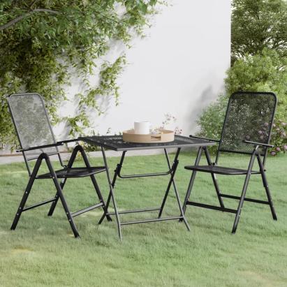 Set mobilier grădină 3 piese antracit plasă metalică expandată GartenMobel Dekor