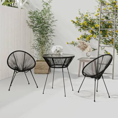 Set de mobilier pentru grădină, 3 piese, negru GartenMobel Dekor