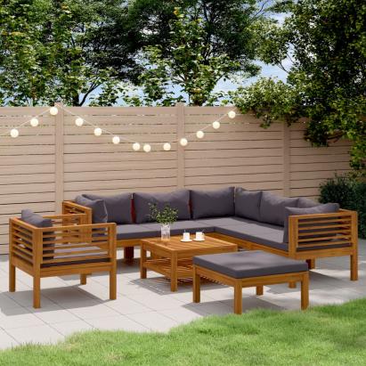 Set mobilier grădină cu perne, 8 piese, lemn masiv acacia GartenMobel Dekor