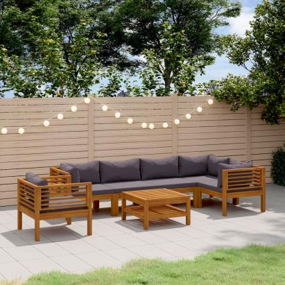 Set mobilier grădină cu perne, 7 piese, lemn masiv de acacia GartenMobel Dekor