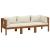 Canapea de grădină cu 3 locuri, perne crem, lemn masiv acacia GartenMobel Dekor