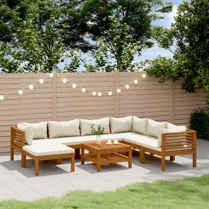 Set mobilier grădină cu perne crem, 8 piese, lemn masiv acacia GartenMobel Dekor