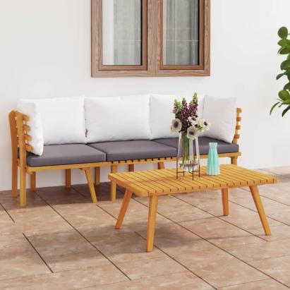 Set mobilier de grădină cu perne, 3 piese, lemn masiv acacia GartenMobel Dekor