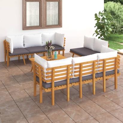 Set mobilier de grădină cu perne, 8 piese, lemn masiv de acacia GartenMobel Dekor