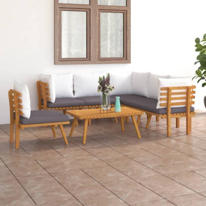 Set mobilier de grădină cu perne, 7 piese, lemn masiv acacia GartenMobel Dekor