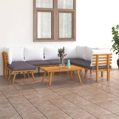 Set mobilier de grădină cu perne, 8 piese, lemn masiv acacia GartenMobel Dekor
