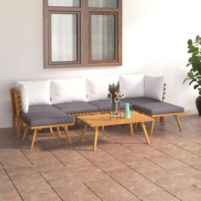 Set mobilier de grădină cu perne, 7 piese, lemn masiv de acacia GartenMobel Dekor