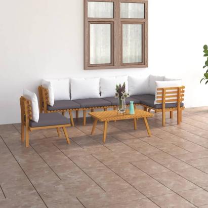 Set mobilier de grădină cu perne, 7 piese, lemn masiv acacia GartenMobel Dekor
