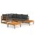Set mobilier grădină cu perne gri închis, 4 piese, lemn acacia GartenMobel Dekor