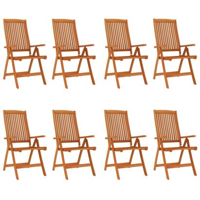 Scaune de grădină pliabile, 8 buc., lemn masiv de eucalipt GartenMobel Dekor