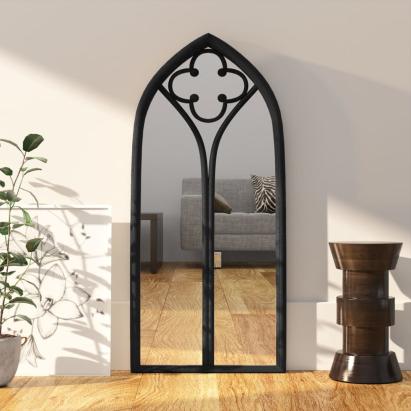 Oglindă,negru, 100x45 cm,fier, pentru utilizare în interior GartenMobel Dekor