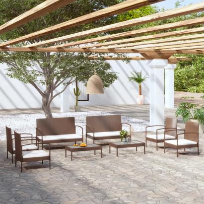 Set mobilier de grădină cu perne, 8 piese, maro, poliratan GartenMobel Dekor