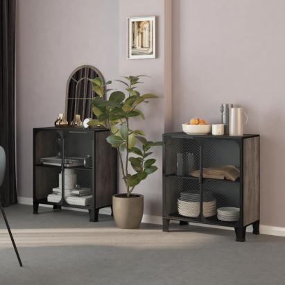Dulapuri de depozitare, 2 buc., gri, 72x36x82 cm, metal/MDF GartenMobel Dekor