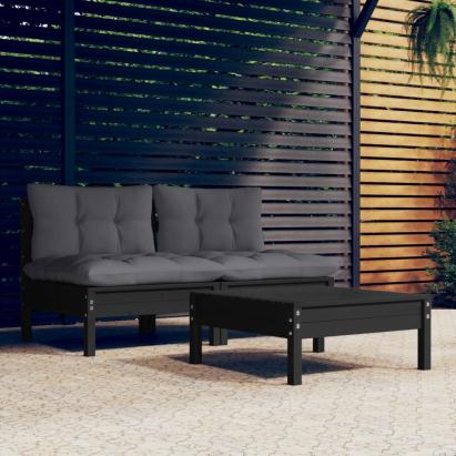 Set mobilier grădină cu perne antracit, 3 piese, lemn de pin GartenMobel Dekor