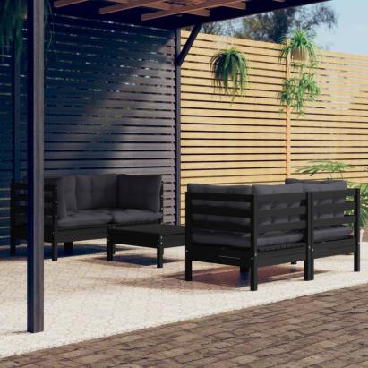 Set mobilier grădină cu perne antracit, 5 piese, lemn de pin GartenMobel Dekor