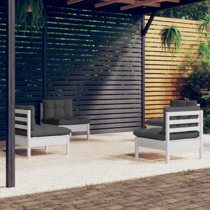 Set mobilier grădină cu perne antracit, 4 piese, lemn de pin GartenMobel Dekor