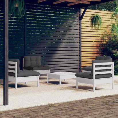 Set mobilier grădină cu perne antracit, 5 piese, lemn de pin GartenMobel Dekor