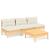 Set mobilier grădină cu perne crem, 4 piese, lemn de pin GartenMobel Dekor