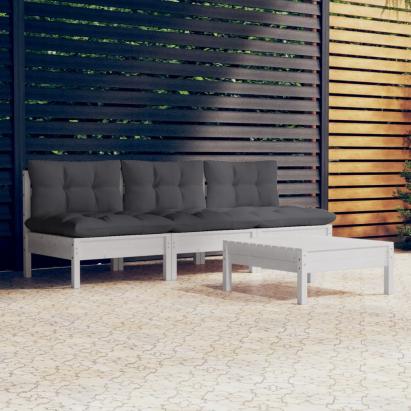 Set mobilier grădină cu perne antracit, 4 piese, lemn de pin GartenMobel Dekor