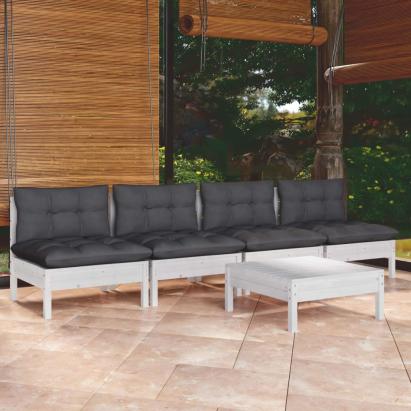 Set mobilier grădină cu perne antracit, 5 piese, lemn de pin GartenMobel Dekor
