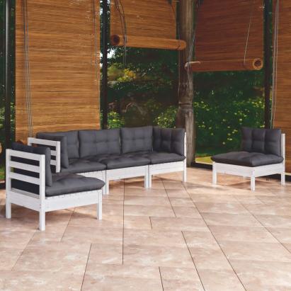 Set mobilier grădină cu perne, 5 piese, lemn masiv de pin GartenMobel Dekor