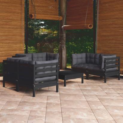 Set mobilier grădină cu perne, 7 piese, lemn masiv de pin GartenMobel Dekor