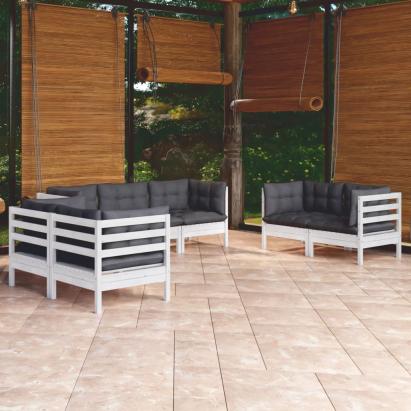 Set mobilier grădină cu perne, 7 piese, lemn masiv de pin GartenMobel Dekor
