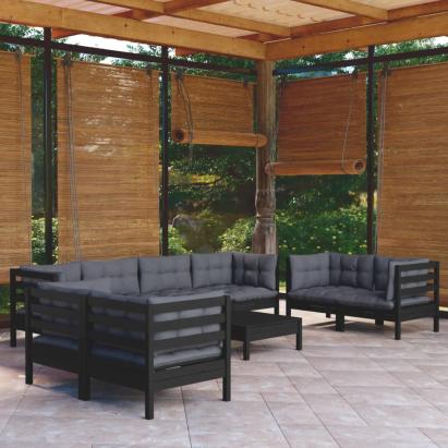 Set mobilier de grădină cu perne, 9 piese, lemn masiv de pin GartenMobel Dekor