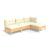 Set mobilier grădină cu perne, 4 piese, crem, lemn de pin GartenMobel Dekor