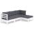 Set mobilier grădină cu perne, 4 piese, alb, lemn de pin GartenMobel Dekor