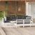 Set mobilier de grădină cu perne, 8 piese, alb, lemn masiv pin GartenMobel Dekor