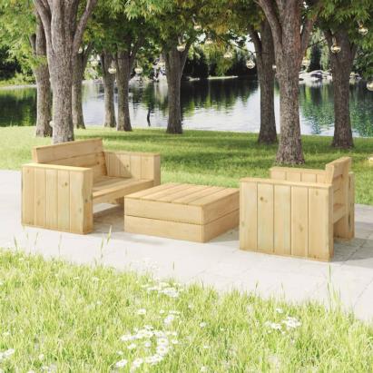Set mobilier de grădină, 3 piese, lemn masiv pin tratat GartenMobel Dekor