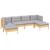 Set mobilier grădină cu perne gri, 6 piese, lemn de pin GartenMobel Dekor