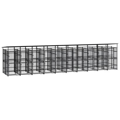 Padoc pentru câini de exterior cu acoperiș, 18,43 m², oțel GartenMobel Dekor