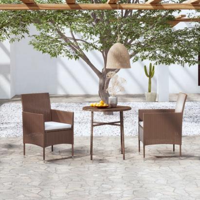 Set mobilier de grădină, 3 piese, maro, poliratan GartenMobel Dekor