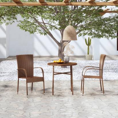 Set mobilier de grădină, 3 piese, maro, poliratan GartenMobel Dekor