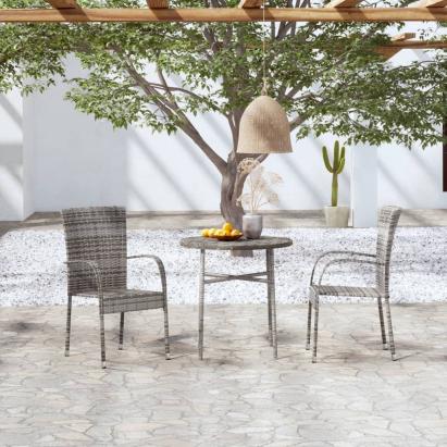Set mobilier de grădină, 3 piese, gri, poliratan GartenMobel Dekor