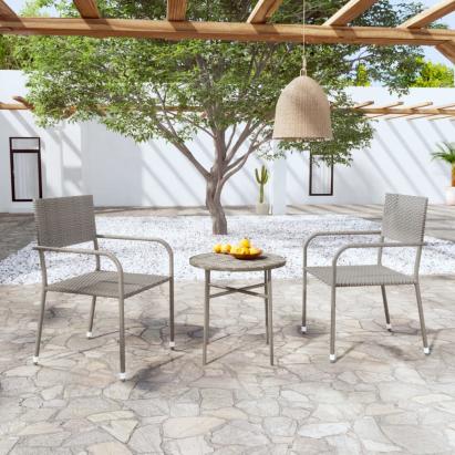 Set mobilier de grădină, 3 piese, gri, poliratan GartenMobel Dekor