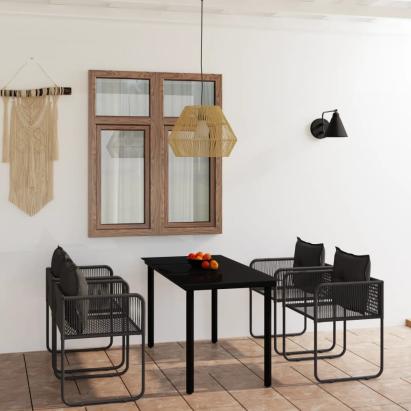 Set de servit masa pentru grădină, 5 piese, negru GartenMobel Dekor