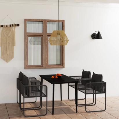 Set de servit masa pentru grădină, 5 piese, negru GartenMobel Dekor