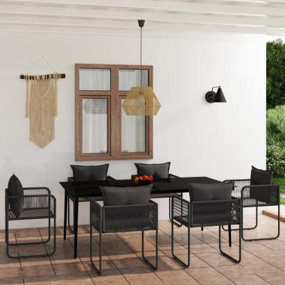 Set de servit masa pentru grădină, 7 piese, negru GartenMobel Dekor