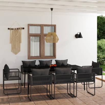 Set de mobilier pentru grădină, 9 piese, negru GartenMobel Dekor