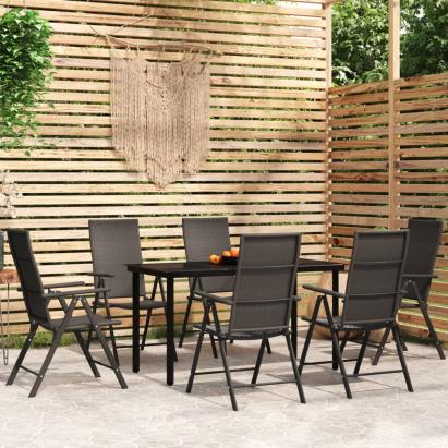 Set mobilier de grădină, 7 piese, negru GartenMobel Dekor