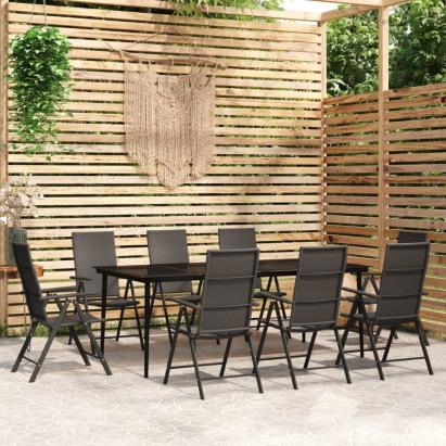 Set mobilier de grădină, 9 piese, negru GartenMobel Dekor