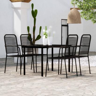 Set de servit masa pentru grădină, 5 piese, negru GartenMobel Dekor
