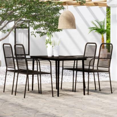 Set de servit masa pentru grădină, 5 piese, negru GartenMobel Dekor