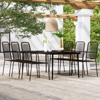 Set de mobilier pentru grădină, 7 piese, negru GartenMobel Dekor