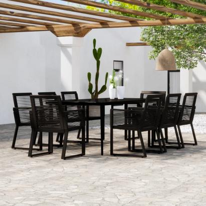 Set mobilier de grădină, 9 piese, negru GartenMobel Dekor